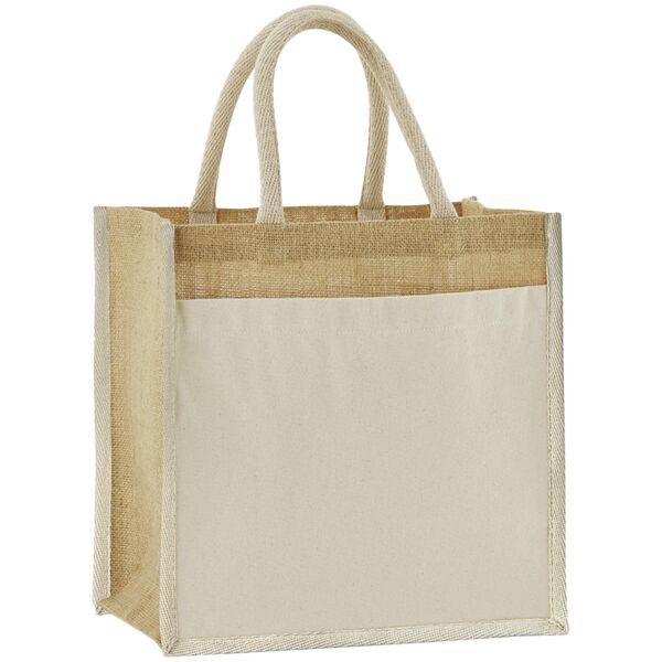Westford Mill Cotton Pocket Natural Starched Jute Midi Tote Bag Thumbnail